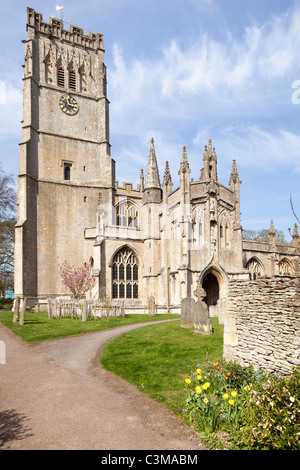 Springtime at the Cotswold Wool Church of St Peter & St Paul at Northleach, Gloucestershire, England UK Stock Photo