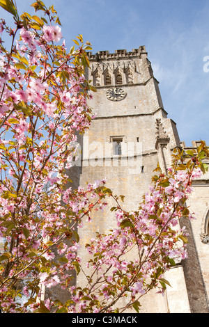 Springtime at the Cotswold Wool Church of St Peter & St Paul at Northleach, Gloucestershire, England UK Stock Photo