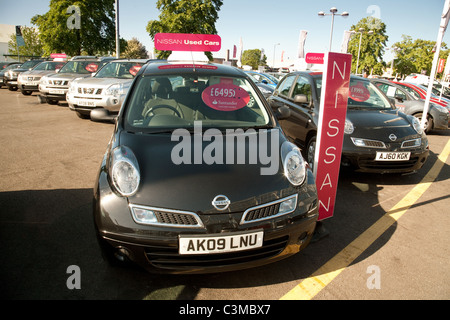 Nissan Micra used cars for sale, Marshalls used car dealership, Cambridge UK Stock Photo