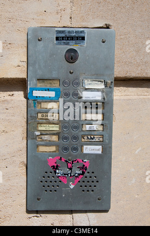 Old intercom buttons and names in Budapest Stock Photo - Alamy
