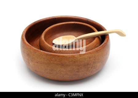wooden empty bowl Stock Photo