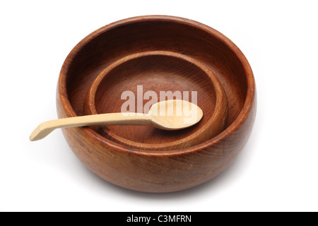 wooden empty bowl Stock Photo