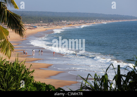 India, South India, Kerala, Malabar Coast, View of beach with palm ...