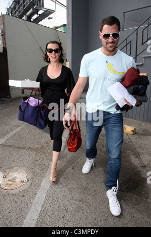 Debi Mazar and Maksim Chmerkovskiy Contestants outside a rehearsal studio preparing for 'Dancing with the Stars' Los Angeles, Stock Photo