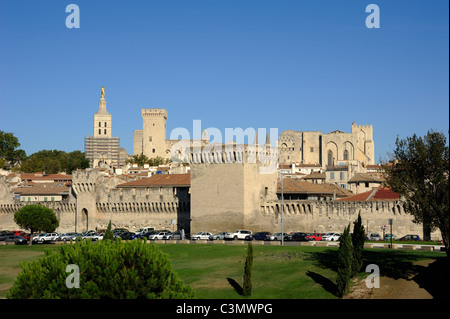 France, Provence, Avignon, walls and Papal Palace Stock Photo