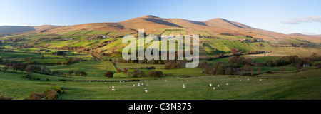 Sawel and Dart mountains rise above Glenelly Valley, Sperrin Mountains, County Tyrone, Northern Ireland. Stock Photo