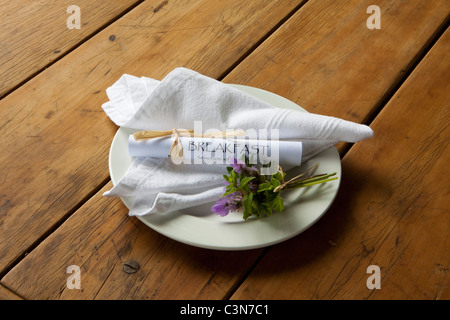 South Africa, Western Cape, Calitzdorp, Red Mountain Nature Reserve. Breakfast plate. Stock Photo