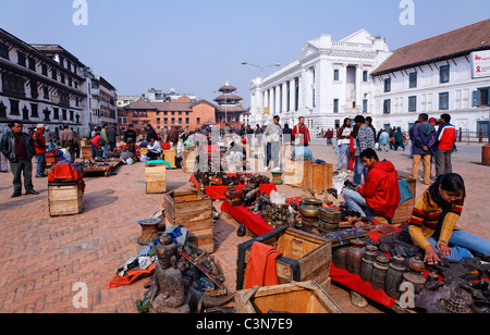 Nepal - Kathmandu - Durbar Square - market stalls Stock Photo