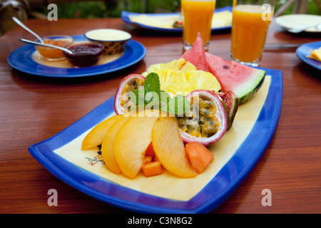 South Africa, Western Cape, Robertson Wine Valley. Guesthouse, restaurant and winery Fraai Uitzicht. Breakfast. Stock Photo