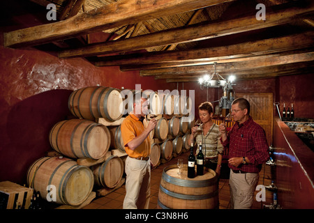 South Africa, Western Cape, Robertson Wine Valley. Guesthouse, restaurant and winery Fraai Uitzicht. Wine tasting. Stock Photo