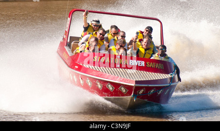 Sigatoka River Safari Jet boat tours, Coral Coast, Viti Vevu, Fiji Stock Photo