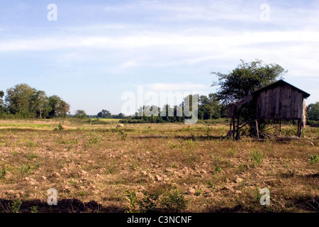 A typical rural farm and home capture the essence of country living in Kratie, Cambodia. Stock Photo