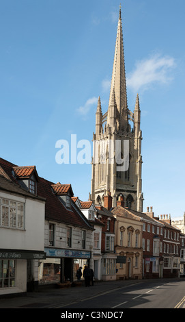 St Jame's Church dominates the market town of Louth, Lincolnshire, England, UK. Stock Photo