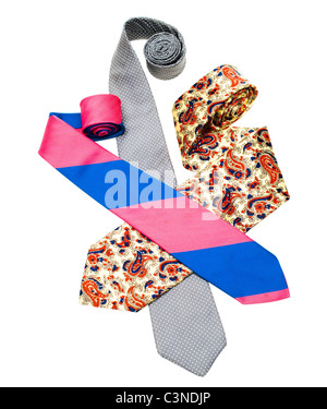 Assorted ties isolated over white Stock Photo