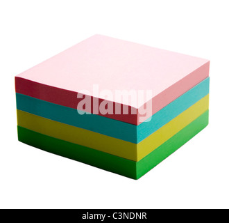 Stack of adhesive notes isolated over white Stock Photo