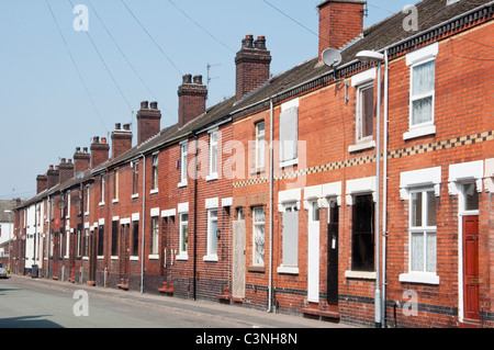 Boarded up houses near Potteries factory in Middleport, Stoke-on-Trent, Staffordshire, England. Stock Photo