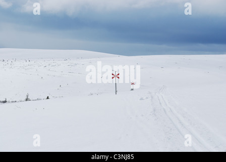 Snowy wilderness landscape, UKK national park, Saariselka, Inari, Finnish Lappland Stock Photo