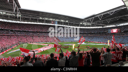 General view of Stoke City fans at the FA Cup final at Wembley Stadium. Picture by Jamie Mann. Stock Photo