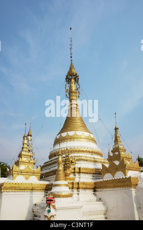 The Shan/Burmese style Wat Jong Klang temple in Mae Hong Son City, Northern Thailand. Stock Photo