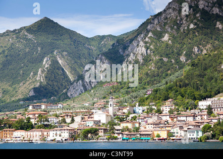 View of Limone sul Garda from Lake Garda Italy Stock Photo