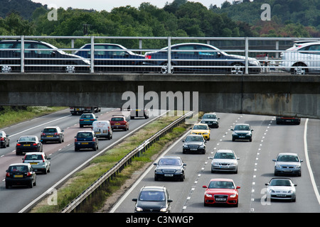 Heavy rush hour traffic on motorway. M3, Surrey. Stock Photo