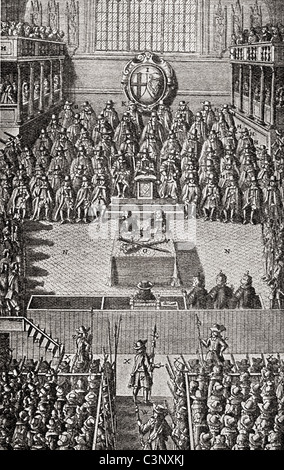 Trial of Charles I on January 4, 1649. After John Nalson's 'Record of the Trial of Charles I, 1688' in the British Museum Stock Photo
