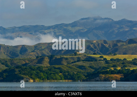 Rugged green hills in Spring over Lake Cachuma, near Santa Ynez, Santa Barbara County, California Stock Photo