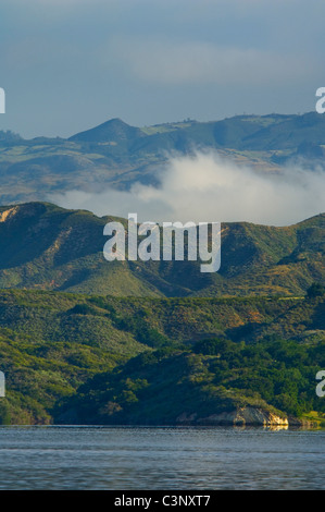 Rugged green hills in Spring over Lake Cachuma, near Santa Ynez, Santa Barbara County, California Stock Photo