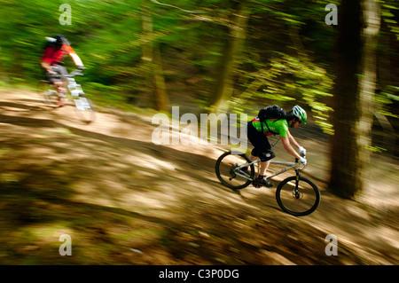 Mountain biking on the North Downs in Surrey Stock Photo