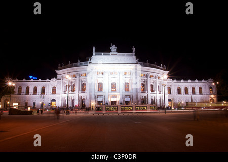 Tram passing by theater building, Vienna, Austria Stock Photo