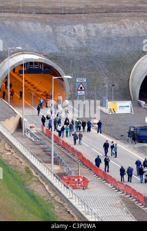 Hindhead Tunnel Vision Event Walkthrough. A3 Hindhead Tunnel open to the public to walk through May 14th 2011. Stock Photo