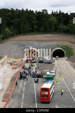 Hindhead Tunnel Vision Event Walkthrough. A3 Hindhead Tunnel open to the public to walk through May 14th 2011. Stock Photo