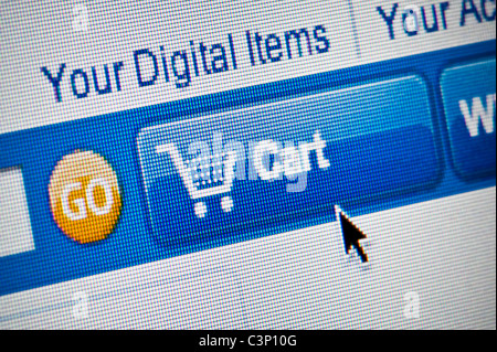 Close up of the cart button on the Amazon website. (Editorial use only: ­print, TV, e-book and editorial website). Stock Photo