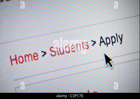 Close up of the UCAS ''Apply' button as seen on its website. (Editorial use only: ­print, TV, e-book and editorial website). Stock Photo