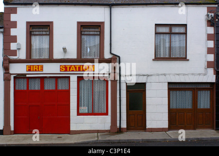 Small fire station located in a residential building in a street in County Mayo, West Ireland. Stock Photo