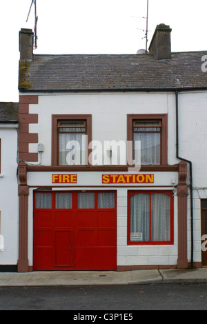 Small fire station located in a residential building in a street in County Mayo, West Ireland. Stock Photo