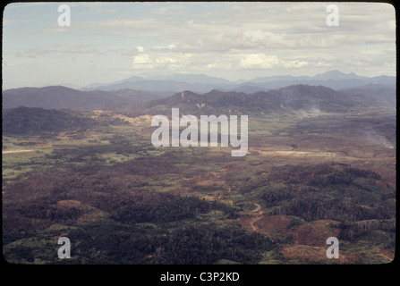 a shau valley 101st Airborne 1969 aerial mountain airstrike smoke hamburger hill battle landscape Stock Photo