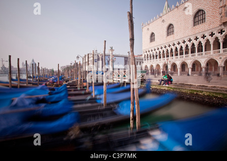 Gondolas near St Mark's Square, Venice, Italy Stock Photo