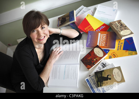 A mature student studying English for the Open University. Stock Photo