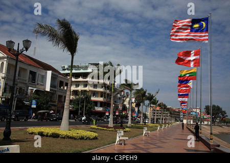 Sisowath Quay in Phnom Penh, Cambodia Stock Photo