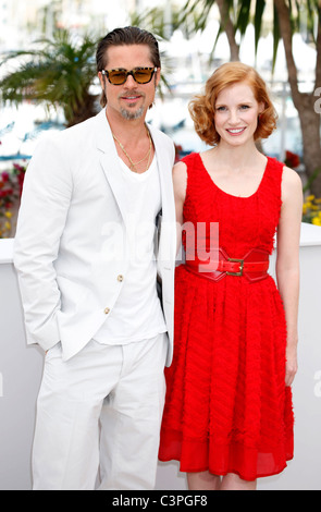 Brad Pitt and Jessica Chastain at 