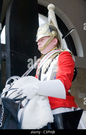 London , Westminster , Whitehall Horse Guards , mounted soldier of Household Cavalry Life Guards on horse Stock Photo