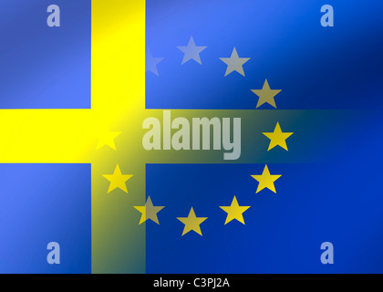 Sweden and EU flag Stock Photo