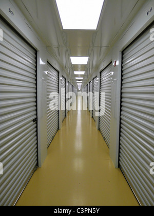 Private Indoor Lockers of a Secure Storage Facility. Stock Photo