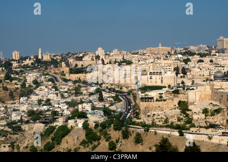 View of Jerusalem from Temple on the Mount in the Old City of Jerusalem. Stock Photo