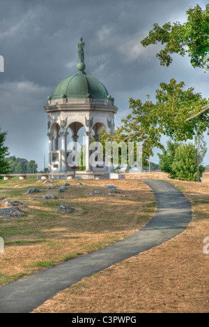 Dramatic HDR image of path leading to Maryland State Monument on Antietam National Battlefield. Also in natural exposure & HDR. Stock Photo