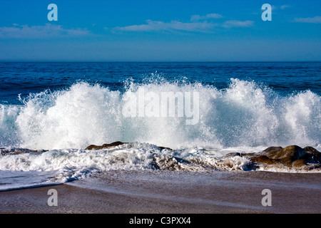 Waves crashing on the shore at Carmel River Beach, Carmel by the Sea, California, USA Stock Photo