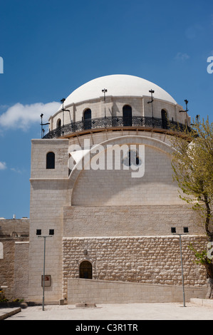 The dome of the Hurva Synagogue rises above the Jewish Quarter of the Old City of Jerusalem. Stock Photo