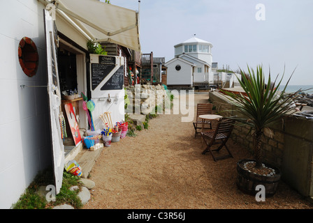 The beach café at Steephill Cove, Ventnor, Isle of Wight, Hampshire, England. Stock Photo