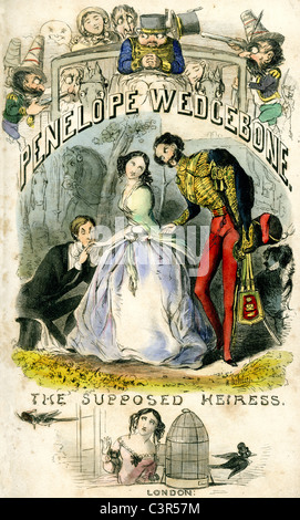 A scene from the novel Penelope Wedgebone, the supposed heiress by Lieutenant-Colonel Hort Stock Photo